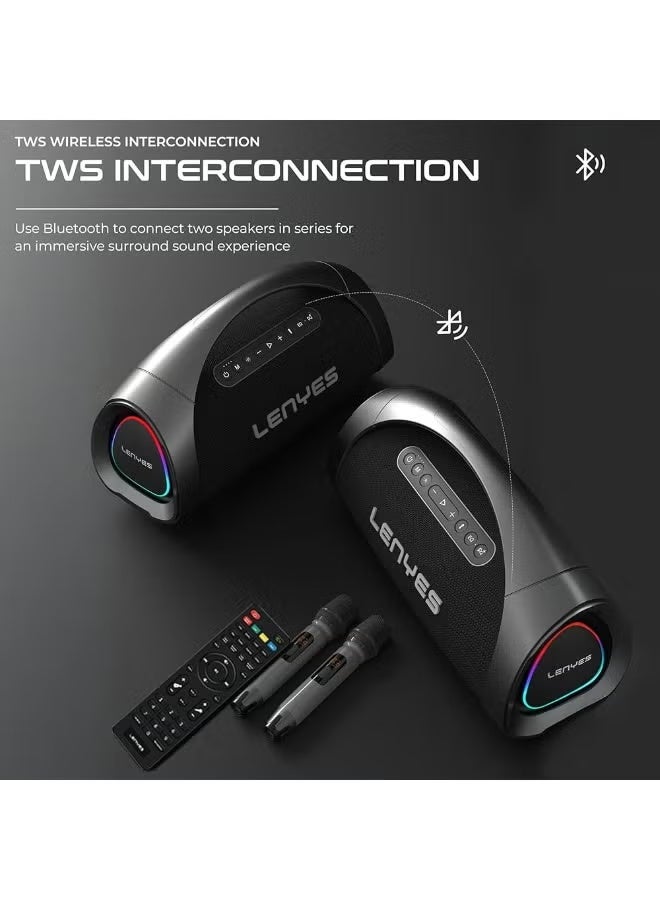 Lenyes سماعة حفلات لاسلكية لينيس S873 400 واط | بطارية 30000 مللي أمبير | مدخل جيتار وتوصيل TWS - Image 4